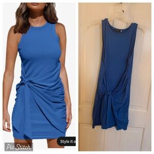 Amazon Royal Blue Knot-Front Mini Dress